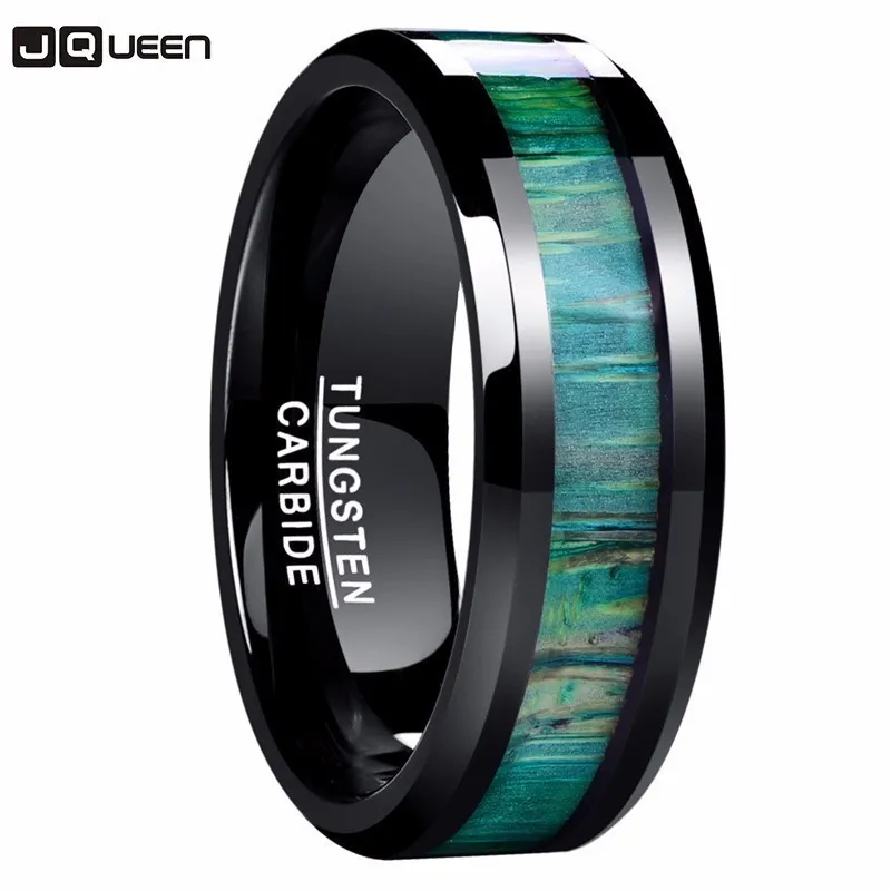 Brand New 100% Tungsten Carbide Male Ring Green Wood Surface Steel Wedding Bands Men Rings Fine Jewelry | Украшения и аксессуары