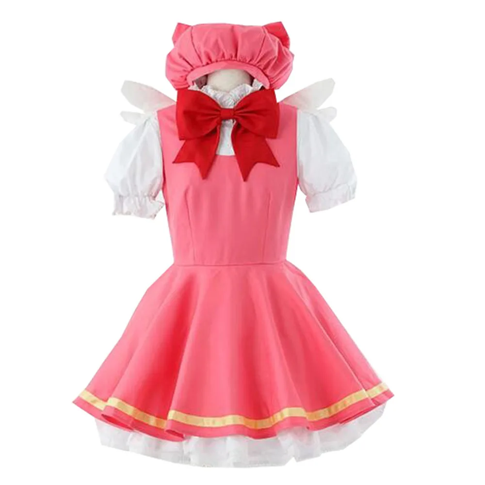 2017 Cardcaptor Sakura Косплей девочки розовый КИНОМОТО Боевая форма костюмы |