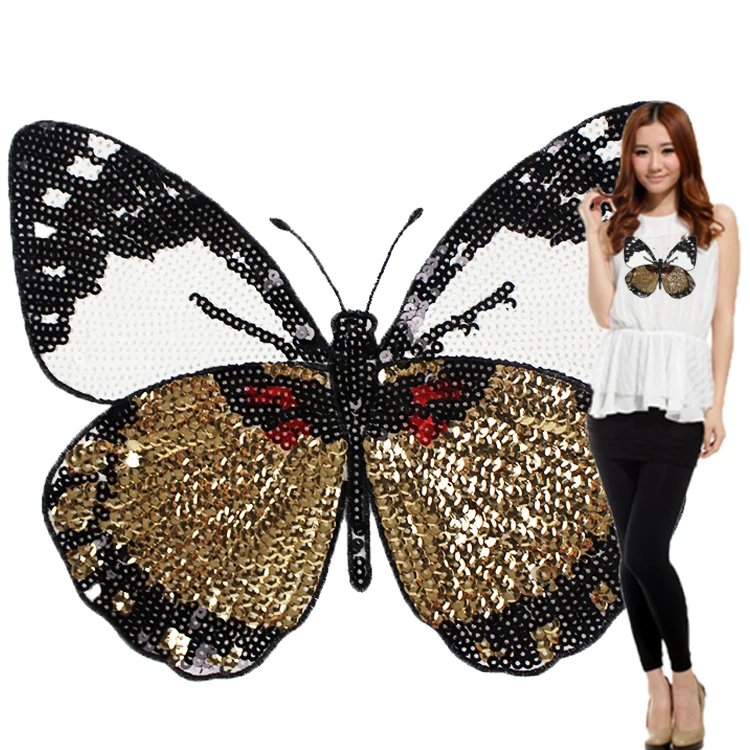 Модная нашивка с большими бабочками футболка штаны блестки иронинговая швейные