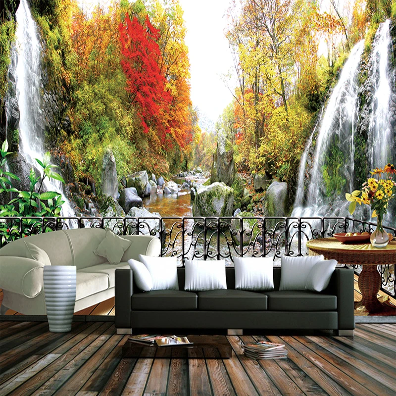 JiaSheMeiJu Custom 3D Photo Wallpaper Mountain Little Waterfall River View Murals Bedroom TV Backdrop Wall Mural Papel De Parede |