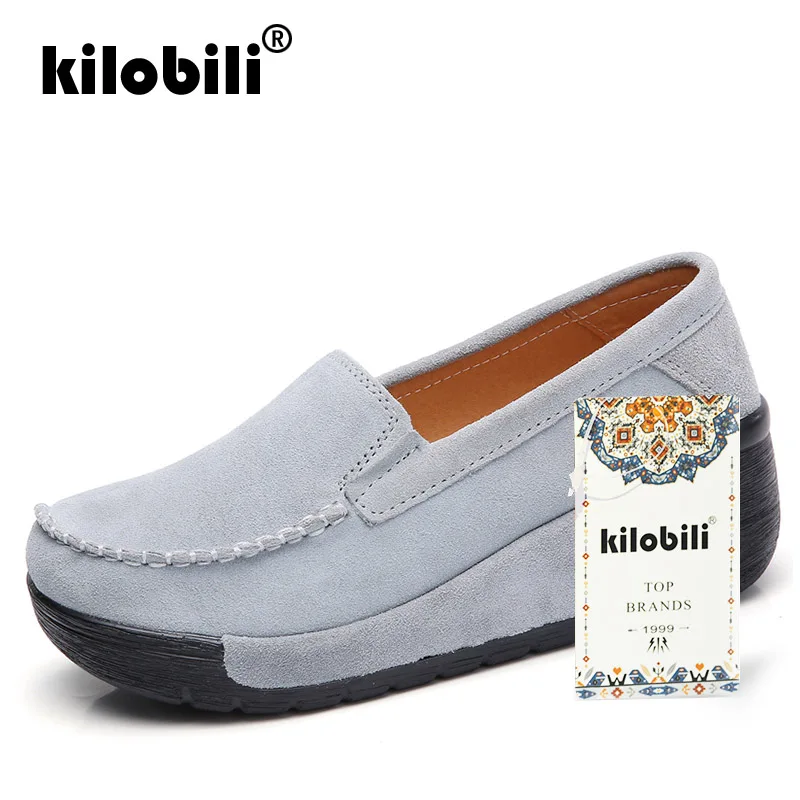 Kilobili/2019 г. весенние женские кроссовки на плоской платформе Кожаные Замшевые