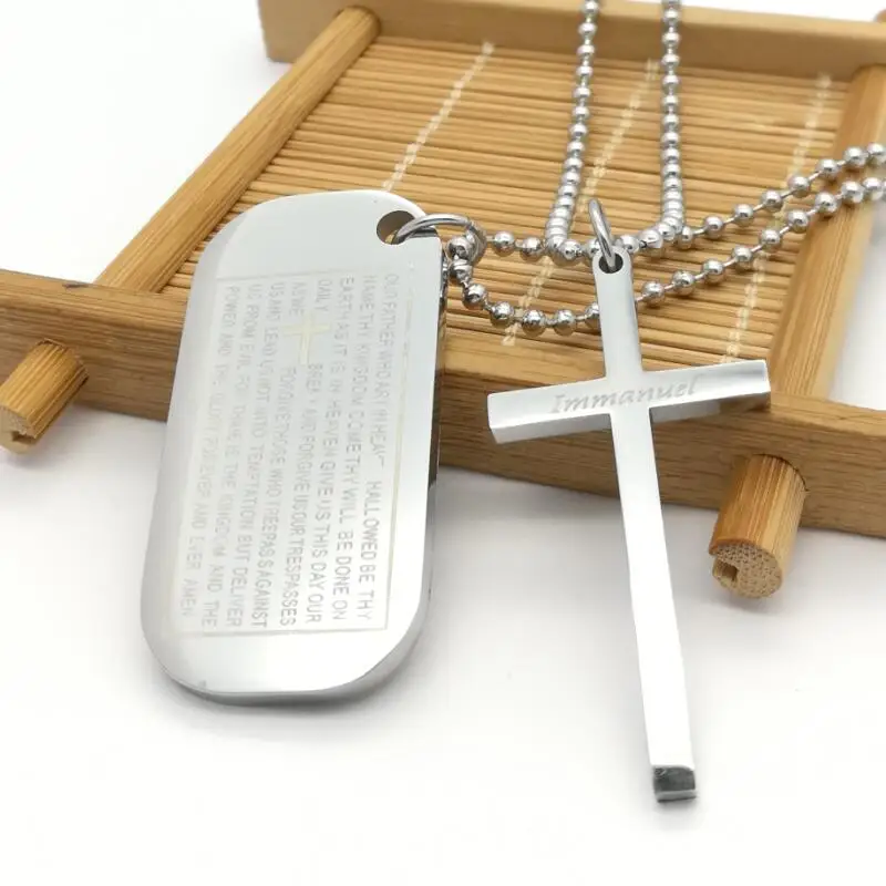 Collare Bible Lords молитва крест из нержавеющей стали ожерелья и кулоны оптовая торговля