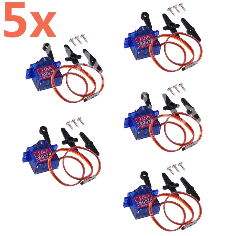 

5pcs SG92R Micro Servo Nylon Carbon fiber Gears 2.5kg/cm 9g For 3D Models RC Airplane 450 Helicopter RC Aeromodelling