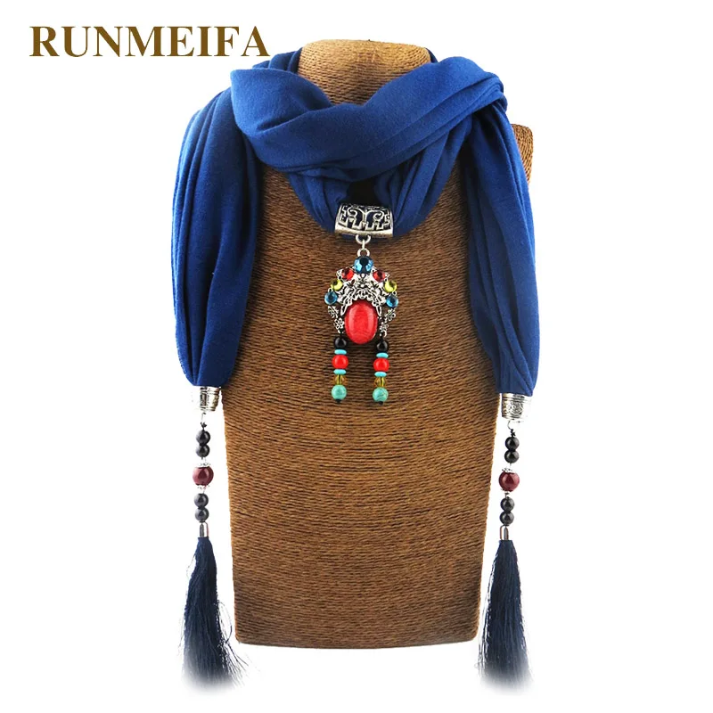 Модное ожерелье RUNMEIFA круглый шарф с подвеской однотонные шали большими