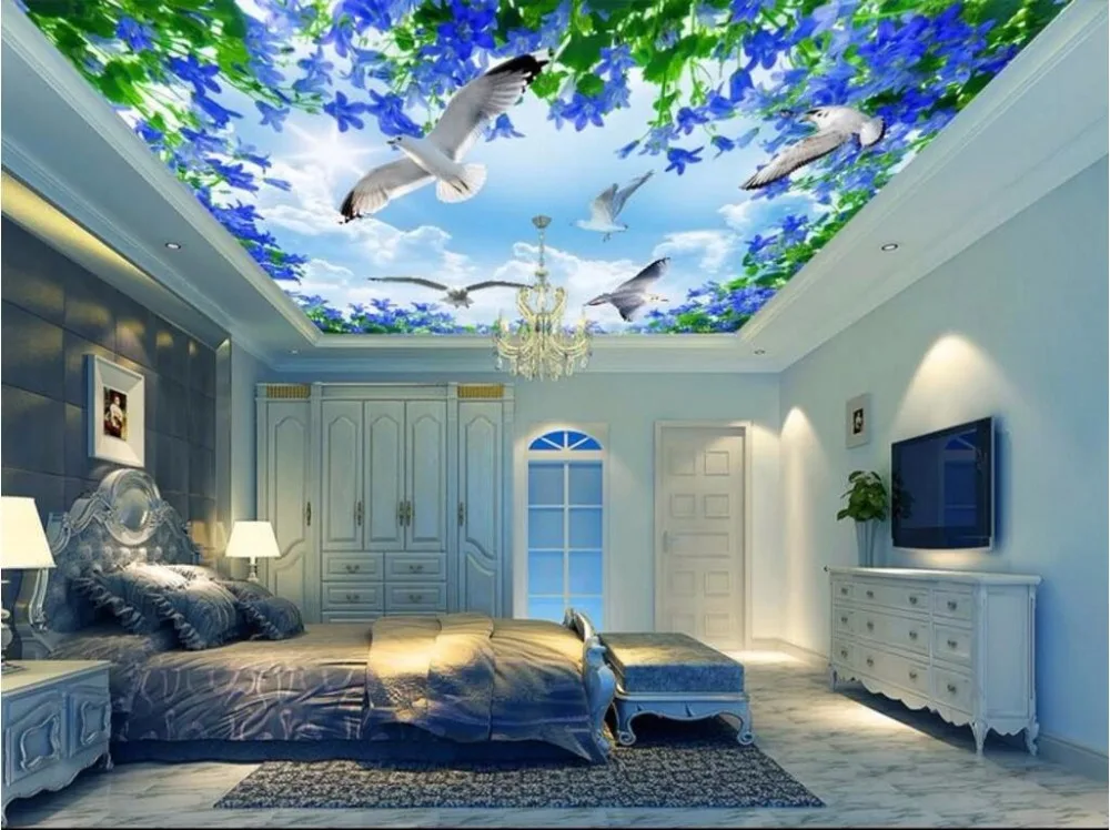 Пользовательские фото 3d потолочные фрески обои небо Чайка море украшение дома