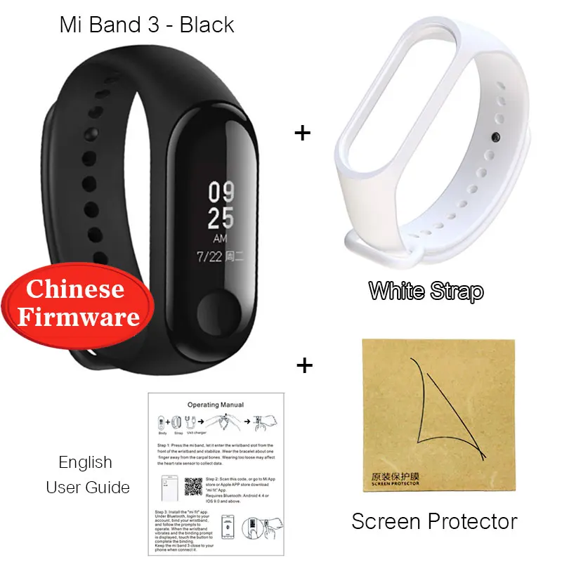 AddFilm-White Xiaomi mi-браслет 3 Смарт-Браслет фитнес-браслет mi Band 3 большой сенсорный экран OLED частота сердечных сокращений Smartband - Цвет: AddFilm-White