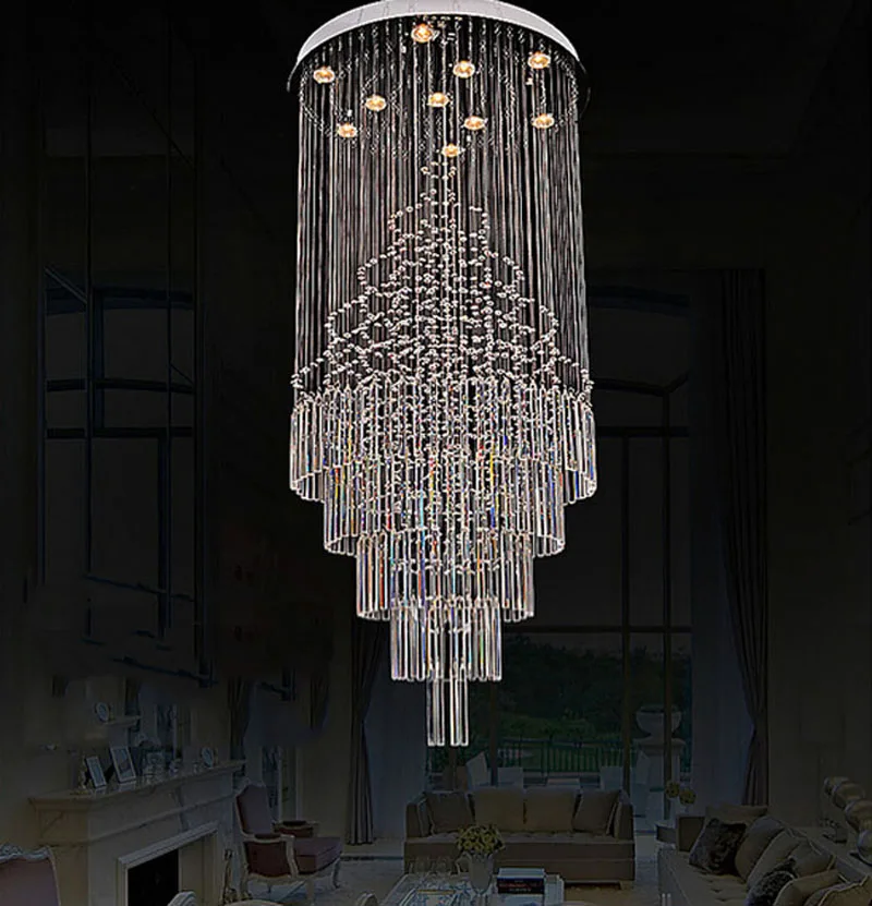 Современные хрустальные светильники для лестницы большая светодиодная длинная