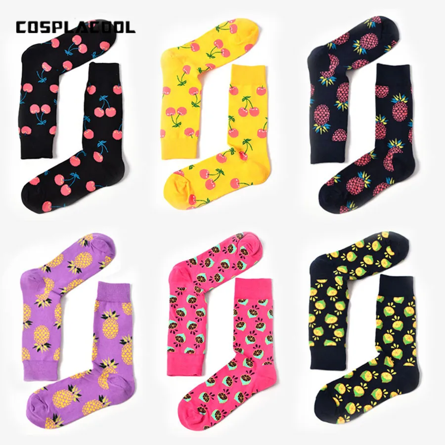 

1 Pair Cherry/Grapefruit/Pineapple Cotton Knitting Fashion Lady Women Cute Unisex Crew Socks Jacquard Happy Socks New Calcetines