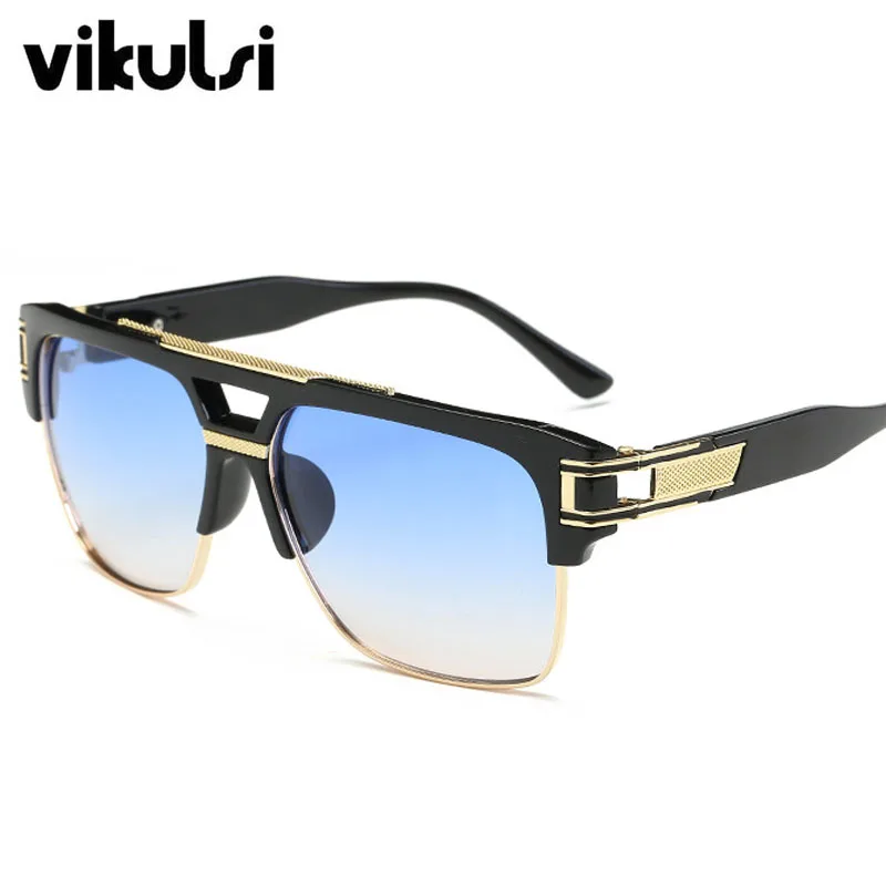 Brand Designer Oversized Sunglasses Women Clear Lens Glasses Myopia Eyeglasses Flat Top Mirror Sun Glasses Male Square Shades - Цвет линз: gradient blue