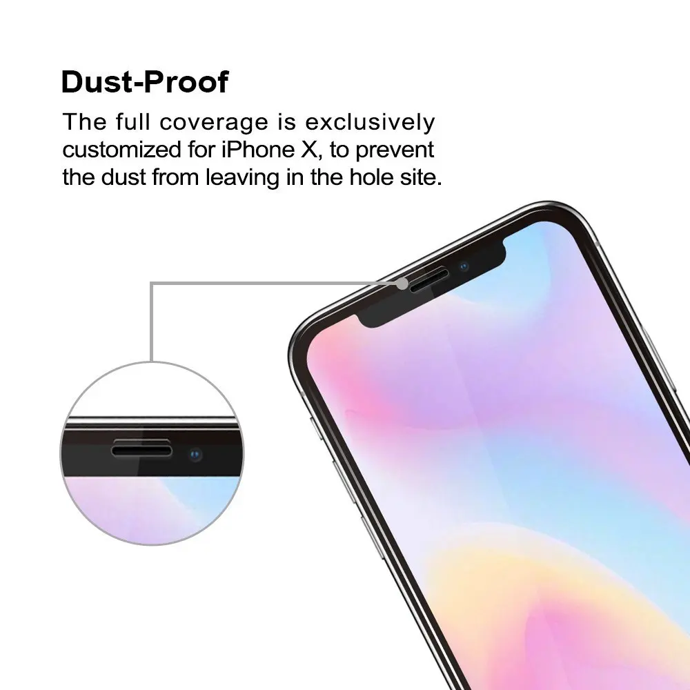

Закаленное стекло с полным покрытием для iphone x, Пыленепроницаемая Защитная пленка для экрана для iphonex, стеклянная пленка для телефона 10x, защ...