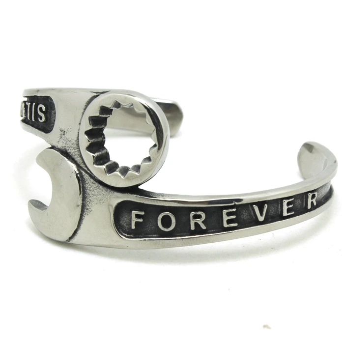 Мужские Мальчики 316L нержавеющая сталь Cool Forever Love браслет в виде гаечного ключа