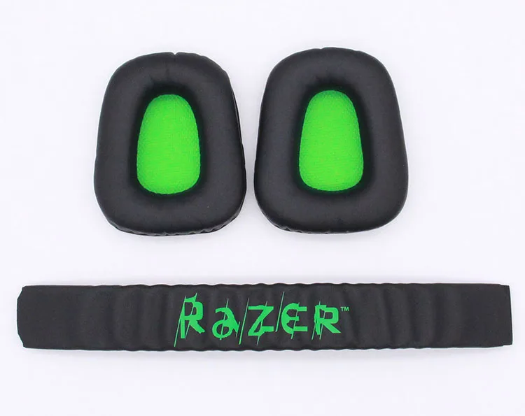 Мягкие сменные амбушюры, повязка на голову, накладки на голову для razer Electra Gaming PC, наушники, гарнитуры - Цвет: Green Set type 2