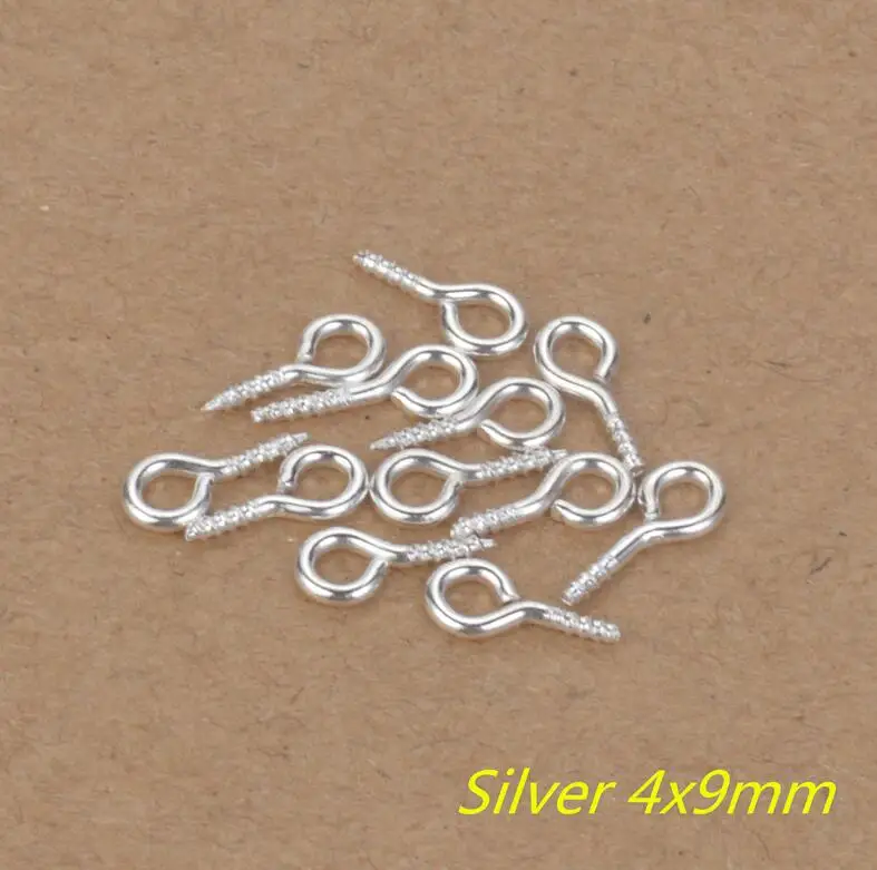 YIS 4x9mm Silver 200 шт., 7 цветов, золото, серебро, родий, 4x9 мм, маленькие Мини-шпильки для глаз, крючки, люверсы, винты с резьбой, серебряные застежки, крючки - Цвет: YIS 4x9mm Silver