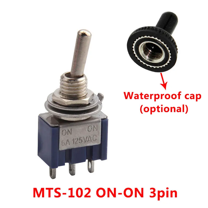 MTS-102 Blue 6A 120VAC мини 2 положения вкл. MTS-102 MTS-202 тумблер 3 положения MTS-103 MTS-203 вкл. Выкл. Вкл. Переключатель с водонепроницаемой крышкой - Цвет: MTS-102 Blue