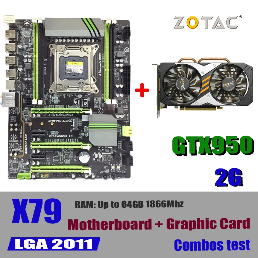 X79 материнская плата LGA 2011 поддержка процессора 64 Гб 1866 МГц DDR3 REG ECC серверные платы памяти x79 combos GTX950 GTX 950 2 Гб 2GD5 2G