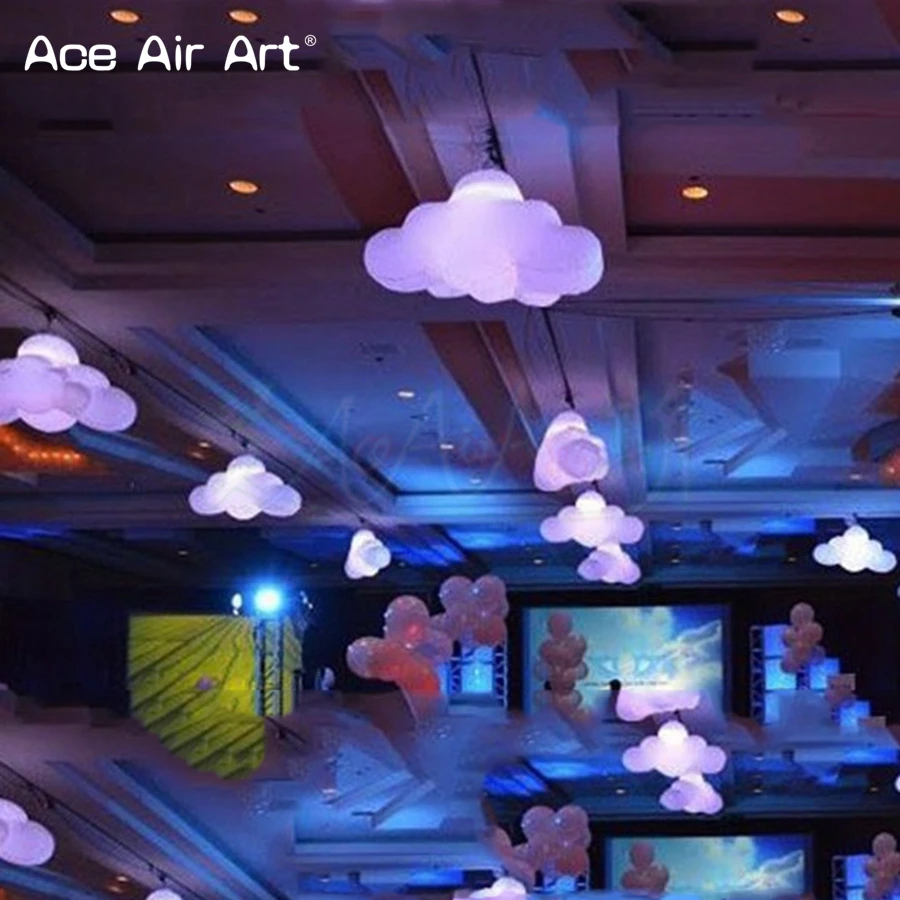 3m L Cold air balloon inflatable clouds model floating with glow lights ceiling for Party and show event|Надувные игрушки| |