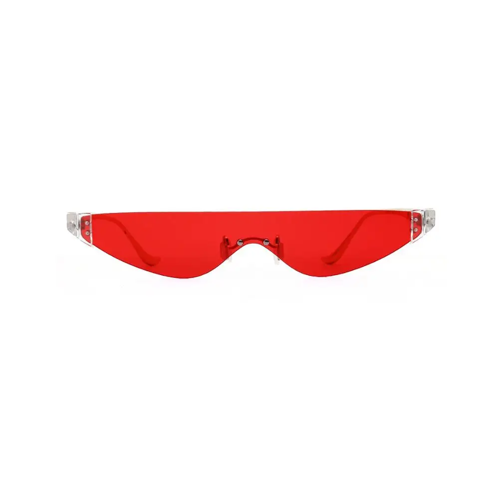 Triangular Cat Sunglasses Women Sexy Vintage Personlity Small Metal Frame Red Gray Tinted Color Lens Feminino De Sol Gafas UV400 - Цвет линз: 1