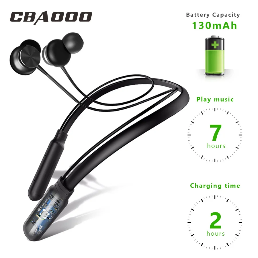 CBAOOO BH1 Bluetooth наушники, беспроводные наушники, Bluetooth гарнитура, Спортивная подвесная шея с микрофоном для android iphone xiaomi