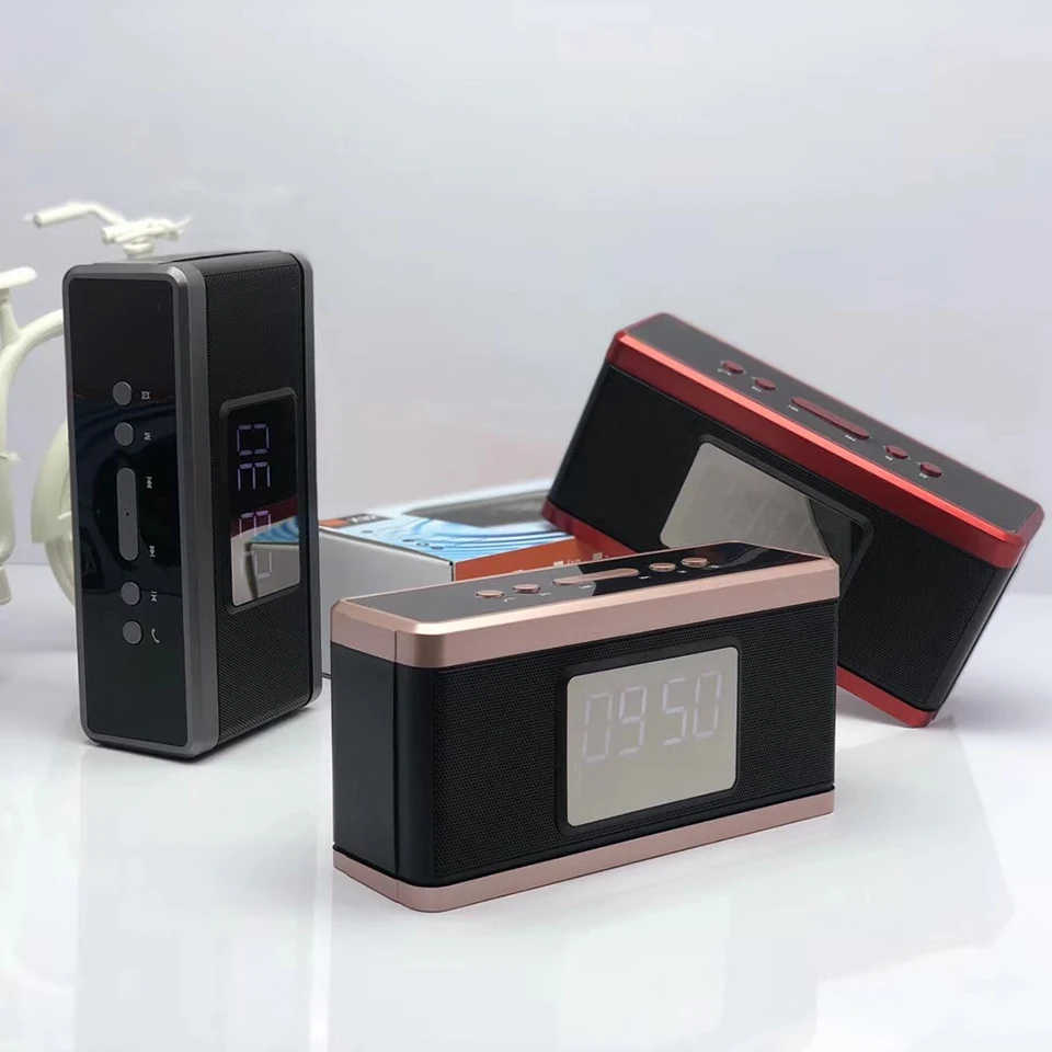 Беспроводная bluetooth колонка зеркальный дисплей будильник сабвуфер Bluetooth Hifi