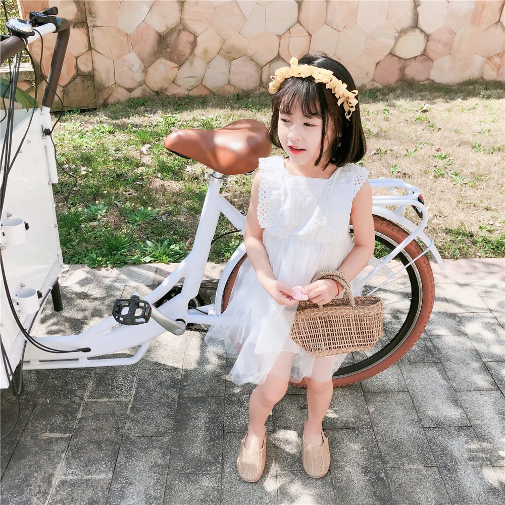 Girls Dresses 2019 Spring New Children's Wear Sweet Embroidery Mesh Stitching Vest Princess Dress | Детская одежда и обувь
