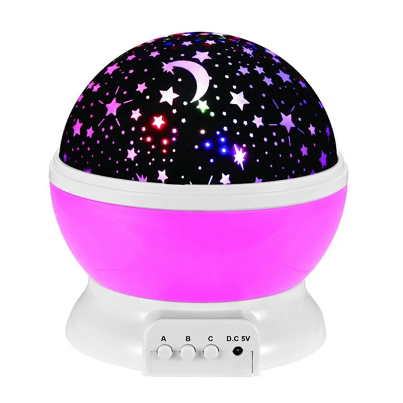 Novelty 360 Rotating Round Night Light Projector Lamp Star Moon Sky Romantic Home Decoration | Лампы и освещение