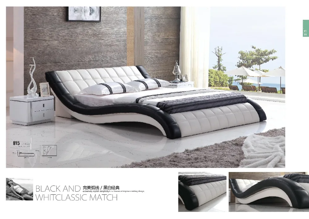 Современная кожаная кровать ОБИТАЯ кровать|leather upholstered beds|modern leather bedleather bed |