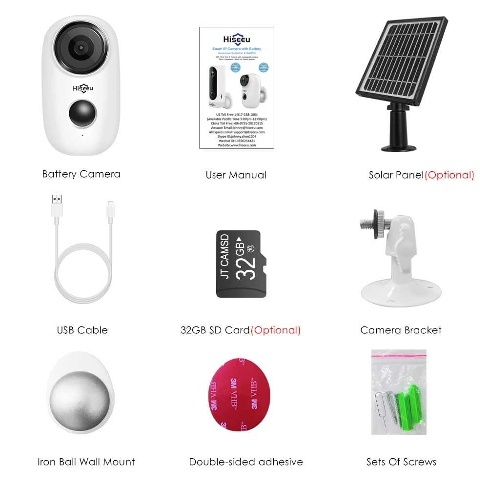 Hiseeu 1080P ip-камера с питанием от аккумулятора солнечной панелью защищающая