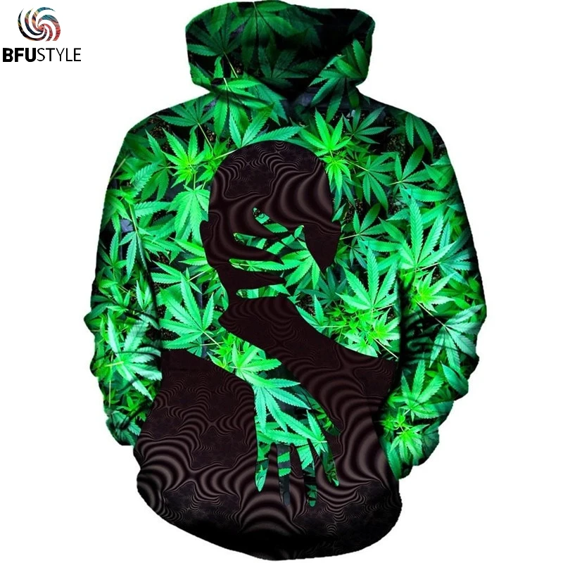 Мужская и Женская толстовка с капюшоном Weed Leaf повседневный спортивный костюм