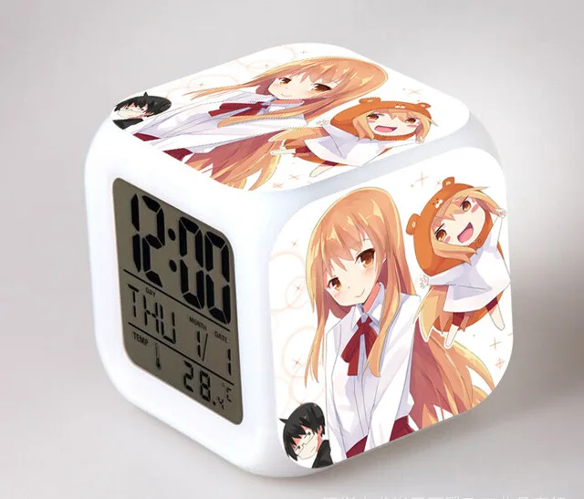 Японское аниме Himouto! Umaru-chan светодиодный цифровой будильник с 7 цветами, детский Ночной светильник, часы для спальни, reloj despertador - Цвет: Серый