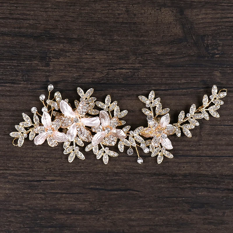 Винтажные золотые повязки на голову для женщин с кристаллами Стразы Цветочные
