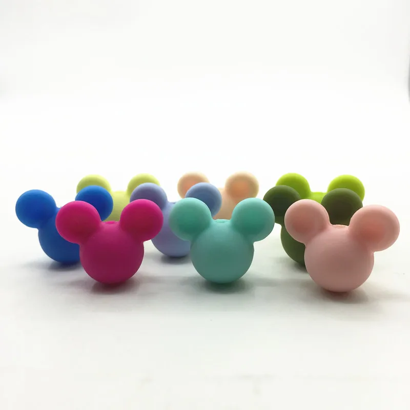 Силиконовые бусины с рисунком Микки 27 цветов 100 шт./лот|teething beads|round silicone beadssilicone beads