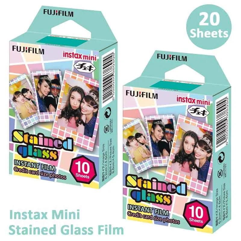 Пленка Fujifilm Instax Mini на выбор фоторамка 10-100 лист фотобумага для камеры Instax Mini 9 Mini 8 Instant Mini 70 90 - Цвет: 20 Pcs Stained Glass