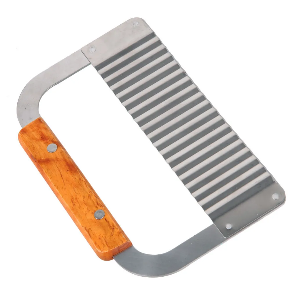 Новый гофрированный волнистый нож с деревянной ручкой для картофеля фри выпечки