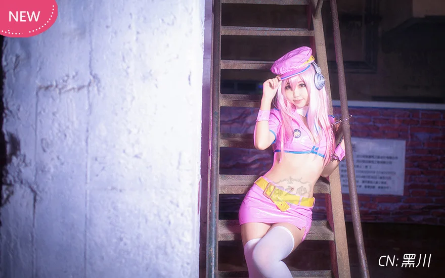 SUPERSONICO cosplay Super Sonico Space Time костюм полицейского для косплея кроп топ юбка