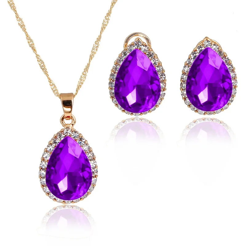 2018 New Fashion AAA Crystal Necklace Earrings Two Piece Jewelry Sets Charm Women Birthday Party Supplies for Accessory | Украшения и