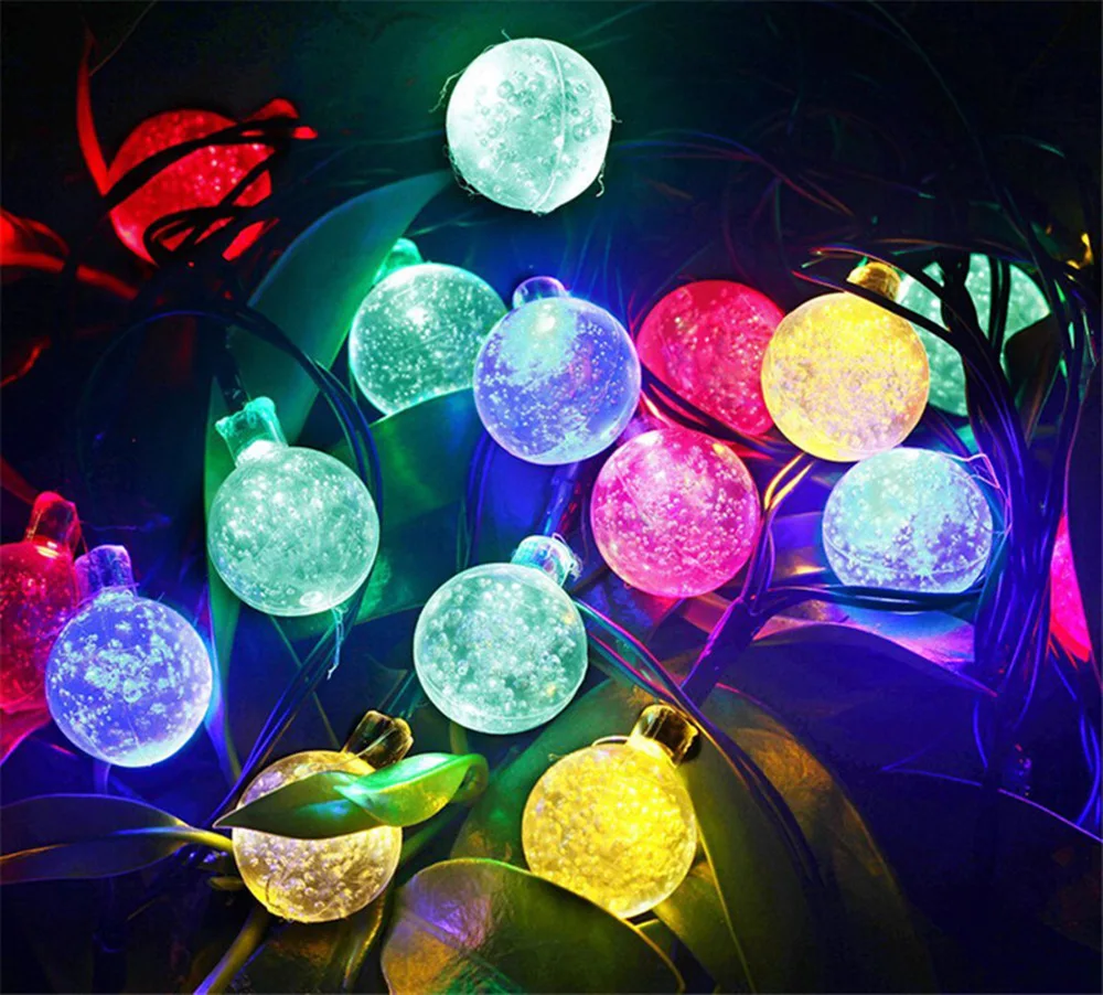 Солнечная гирлянда 6 м 30 LED хрустальный шар на солнечных батареях сказочные
