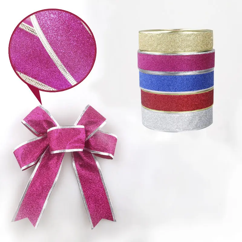 2Pcs/Lot Glitter Organza Ribbon Bow Christmas Tree Decoration Gift Decor Craft For Home New Year | Дом и сад