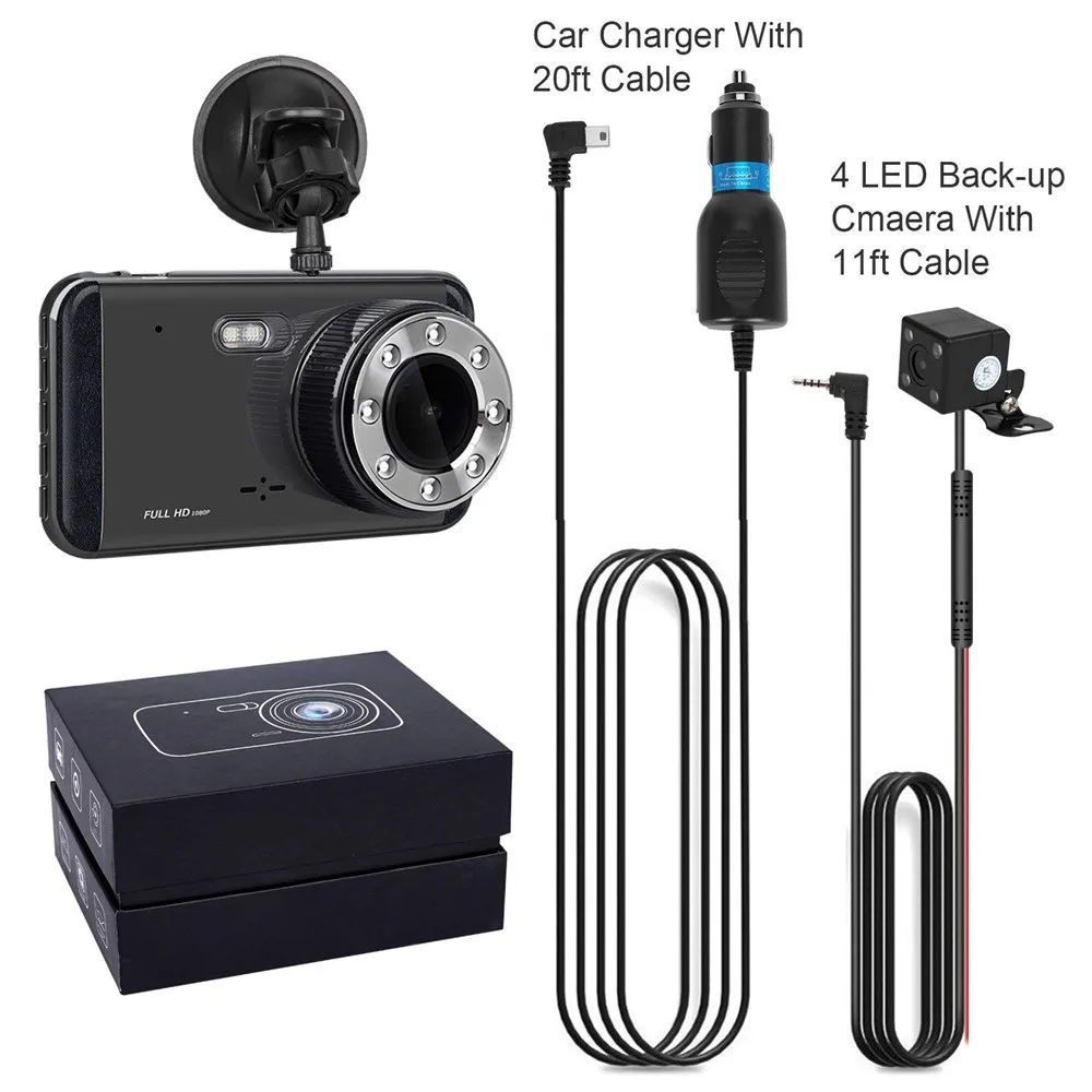 Ecartion 4 "Автомобильный видеорегистратор ADAS Dash Cam две камеры Фронтальная 1080P +