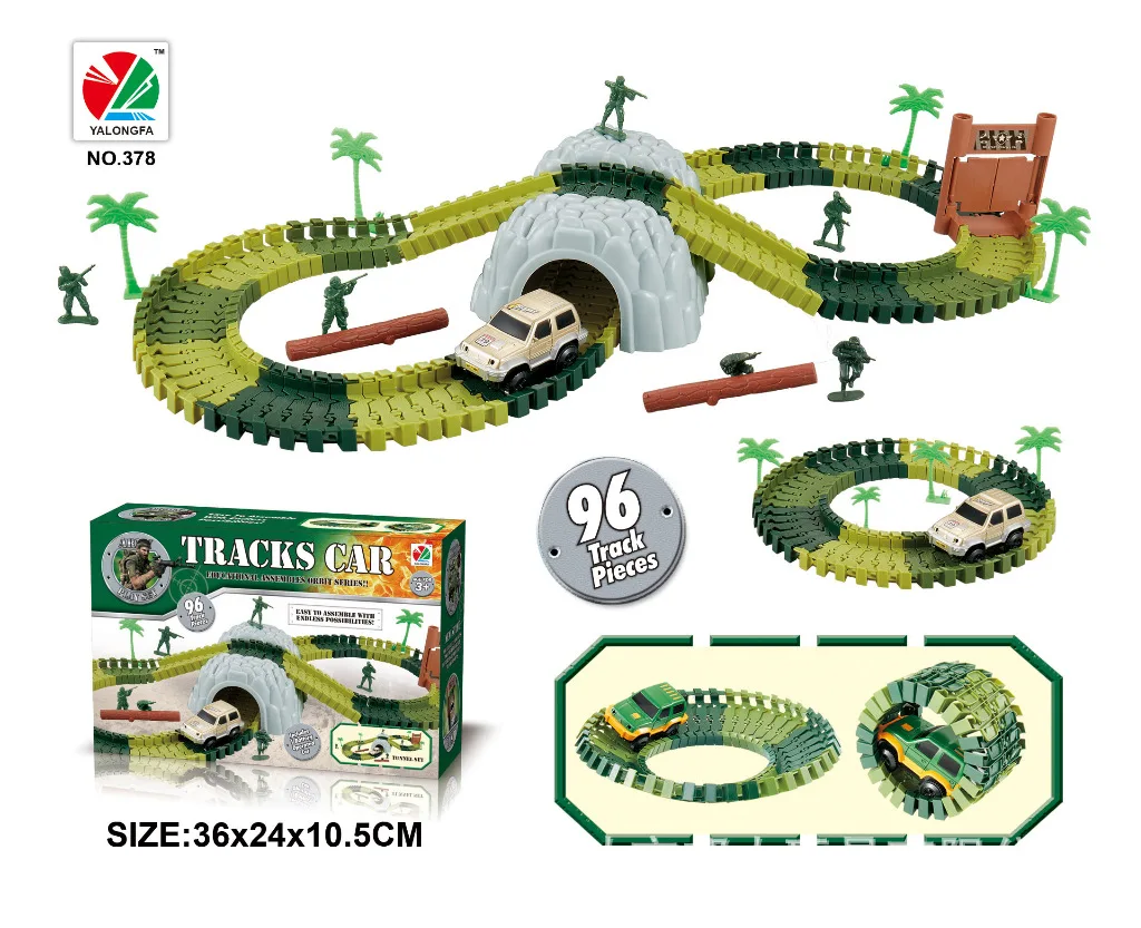 96pcs Army Железная дорога магический мини дорожный световой гибкий ж/д светящийся гоночный трек набор 28/96/144/192 шт Детские Машинки Игрушки для мальчиков подарок - Цвет: 96pcs Army
