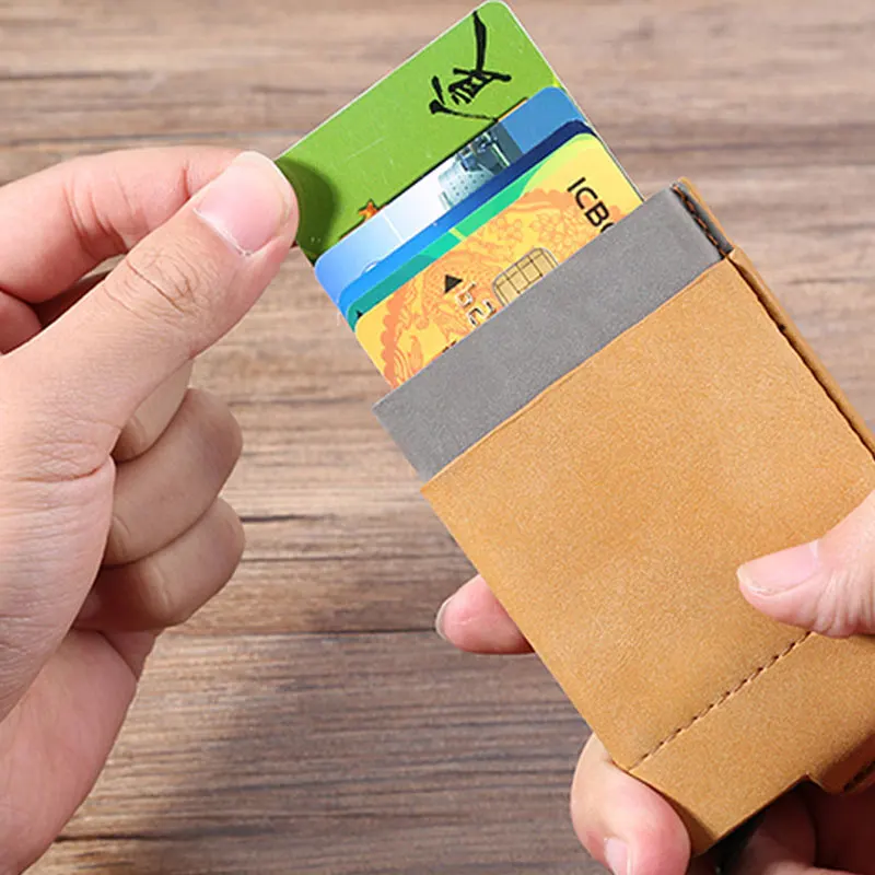 Мужской тонкий кошелек с RFID-блокировкой алюминиевый держатель для кредитных