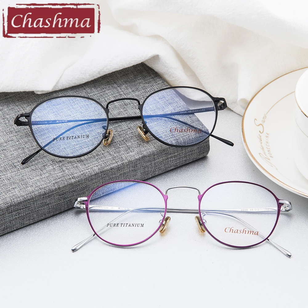 Женская винтажная оправа Chashma очки Opticos Gafas высококачественные круглые титановые