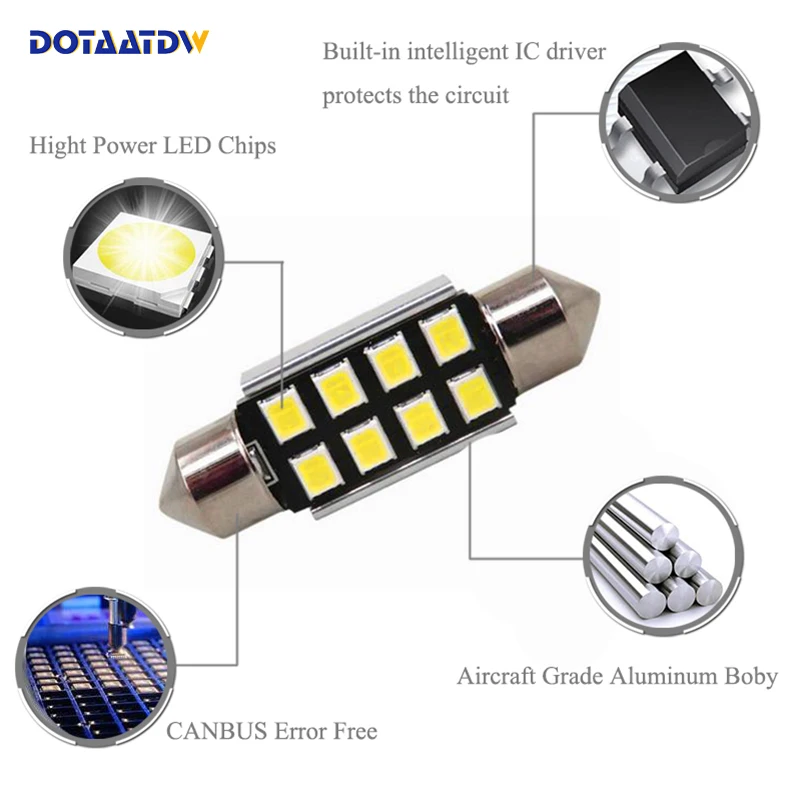2x LED CANbus Dome Festoon 2835 без ошибок номерной знак лампочки для AUDI A4 A2 A3 8L 8P B5 B6 A6 4B A8 D2 TT Q7