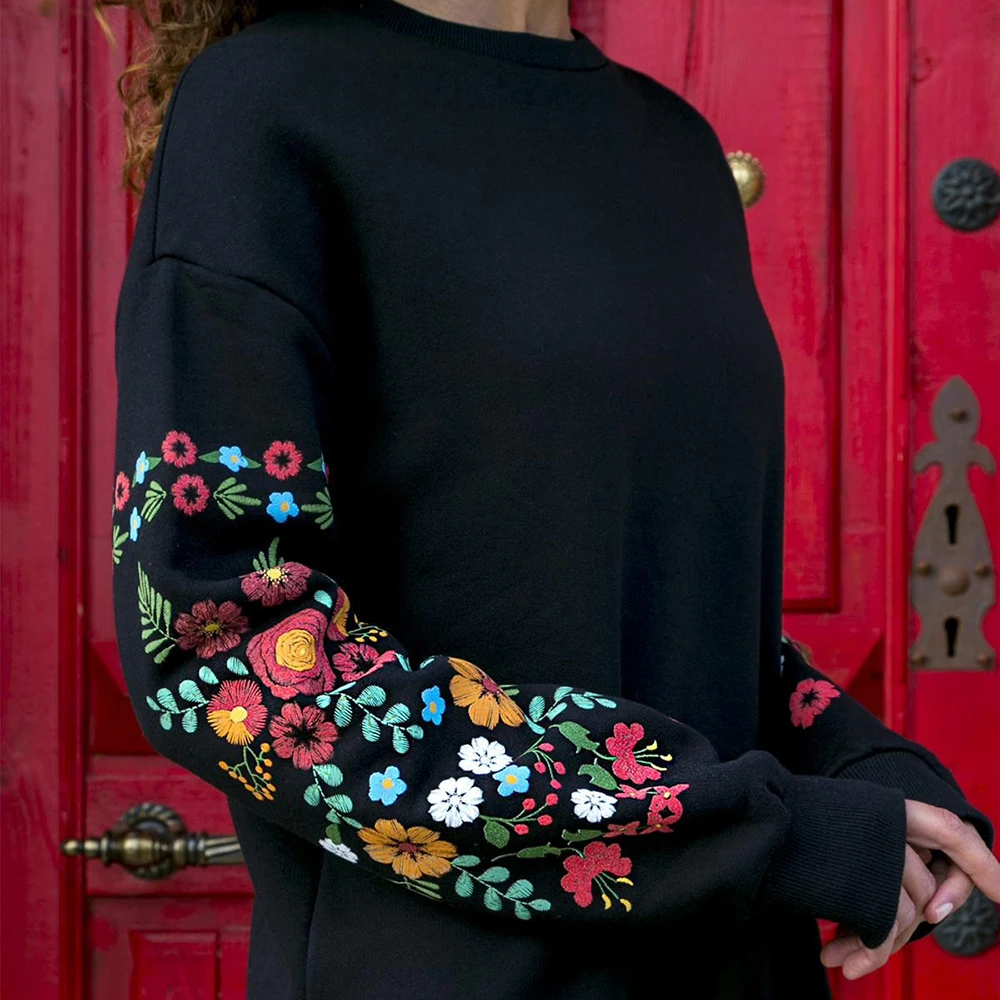 Для женщин Повседневное Весна готический с длинным рукавом Черный цвет Большие