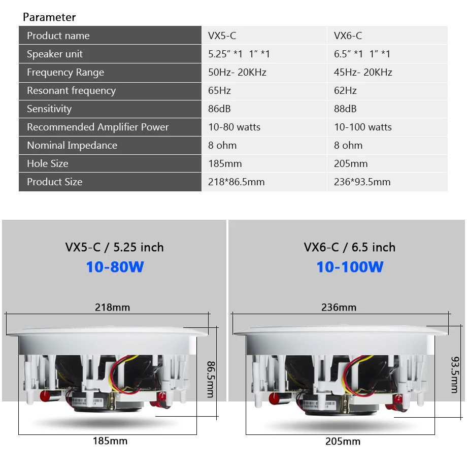 VX5-C профессиональный Hi-Fi потолочный настенный динамик 6,5 дюймов 8 Ом лучшее качество звука