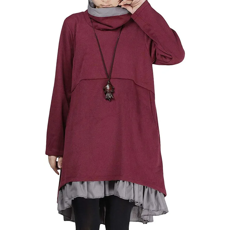 Новая Женская толстовка с длинным рукавом свободная высоким воротом теплая