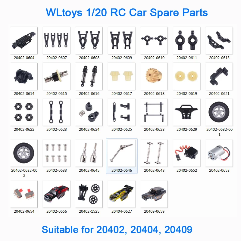 Wltoys RC автозапчасти 20402 20404 20409 аксессуары|Детали и аксессуары| |