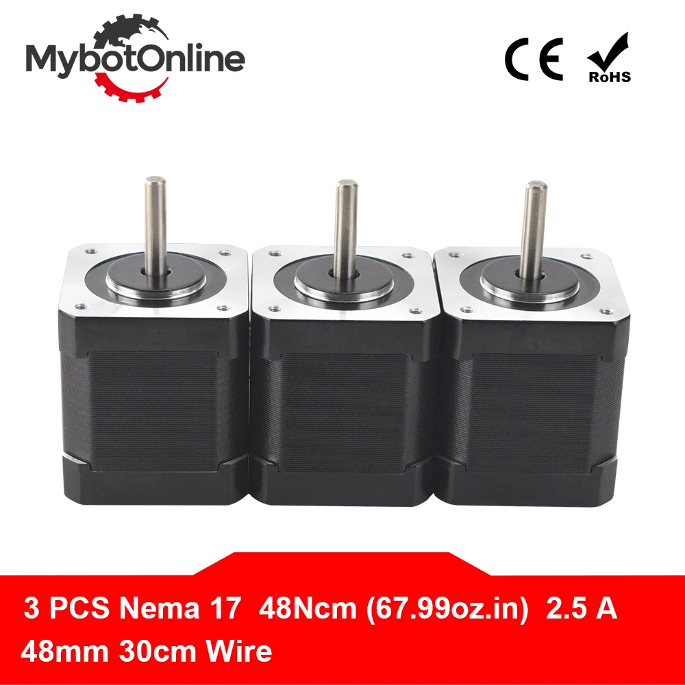 48 мм 3 шт. Nema 17 шаговый двигатель 42 Мотор Nema17 48Ncm (67 99 oz. in) 2.5A 12V мотор 4 свинцовый для