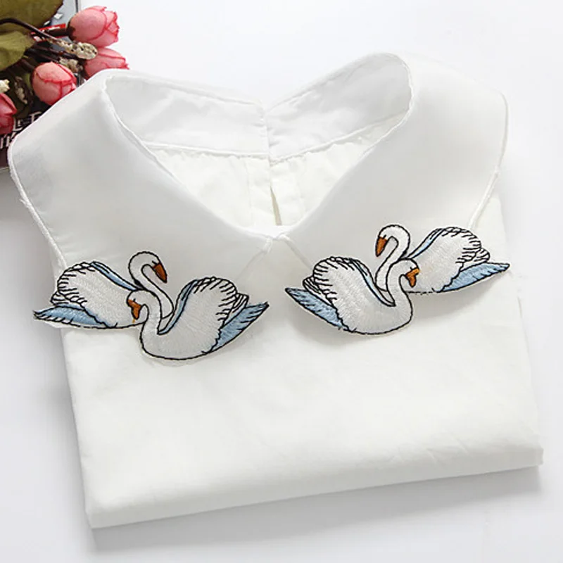 

Little Swan fashion wild common fake collar chiffon shirt collar fake shirt lace sweater Elegant embroidery collier femme