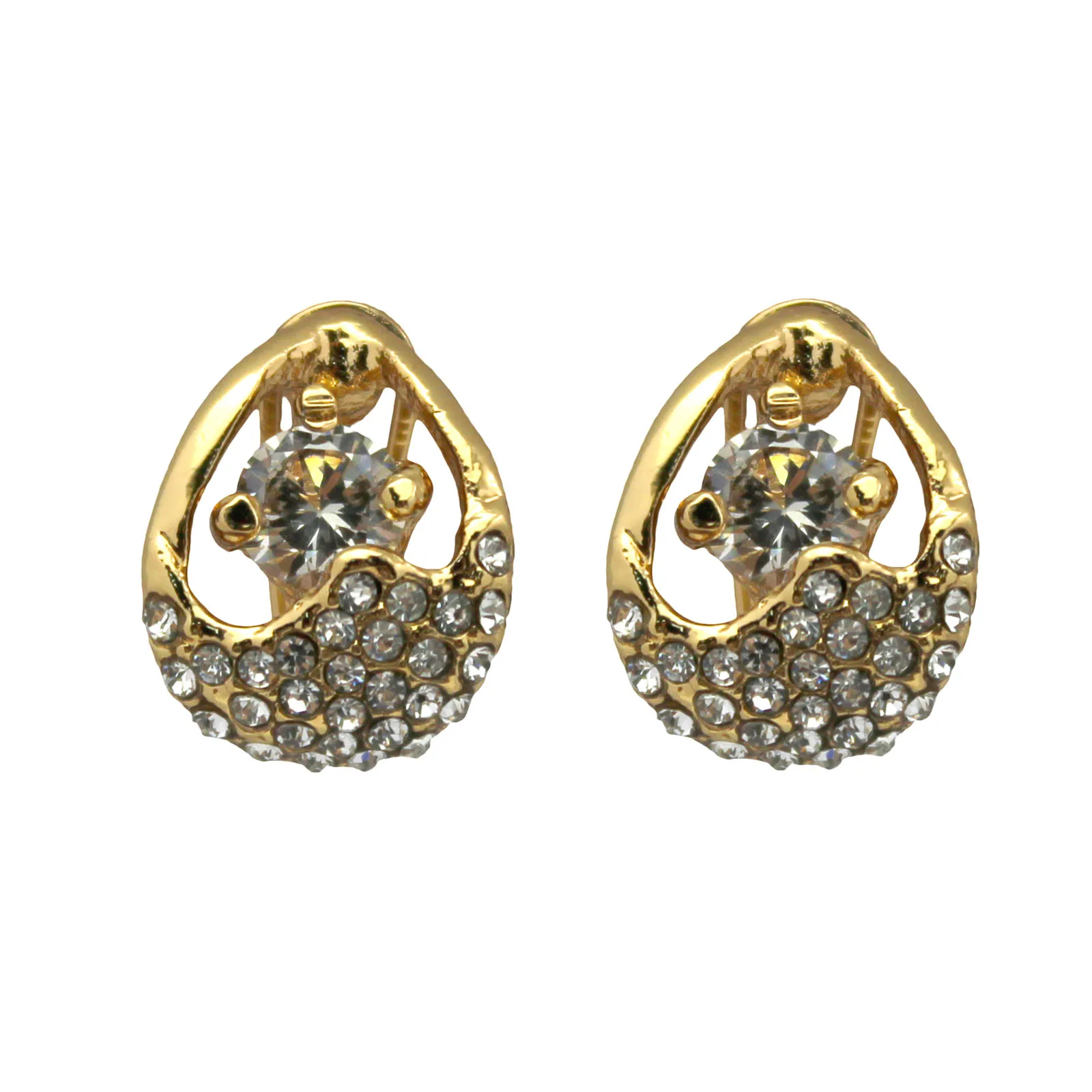 Серьги клипсы с кристаллами и бриллиантами 1 пара|Серьги-гвоздики| |