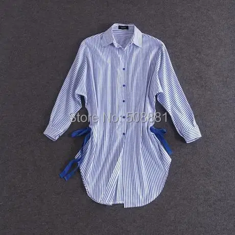 Женщины рубашка длинный рукав хлопок комикс принт винтажный полоска блузка для